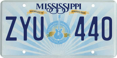MS license plate ZYU440