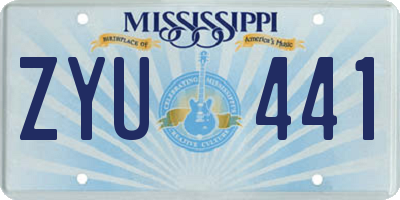 MS license plate ZYU441