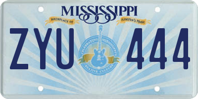 MS license plate ZYU444