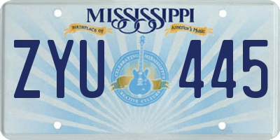 MS license plate ZYU445
