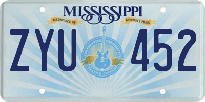 MS license plate ZYU452
