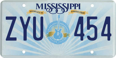 MS license plate ZYU454