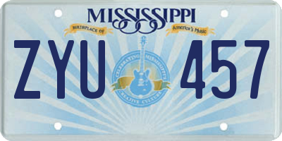 MS license plate ZYU457