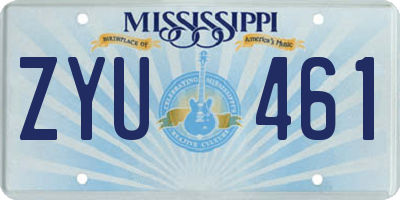 MS license plate ZYU461