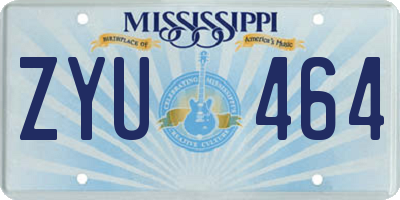 MS license plate ZYU464