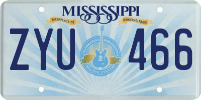 MS license plate ZYU466