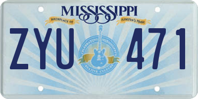 MS license plate ZYU471