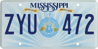 MS license plate ZYU472