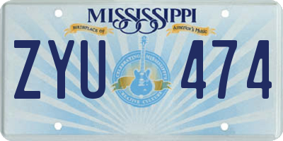 MS license plate ZYU474