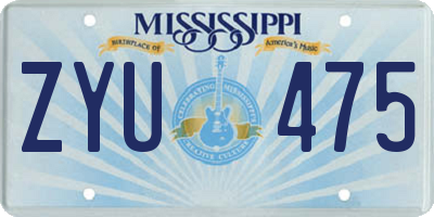 MS license plate ZYU475