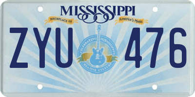 MS license plate ZYU476