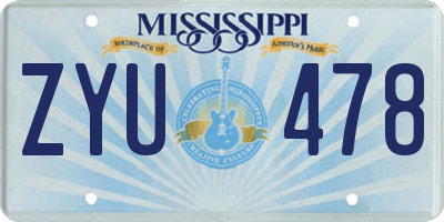 MS license plate ZYU478