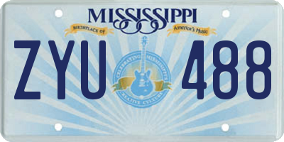 MS license plate ZYU488