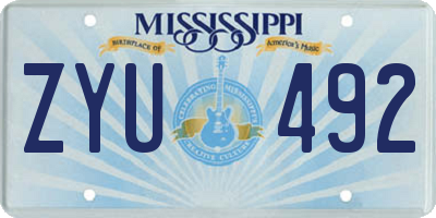 MS license plate ZYU492