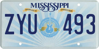 MS license plate ZYU493