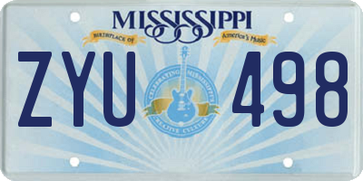 MS license plate ZYU498