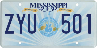 MS license plate ZYU501