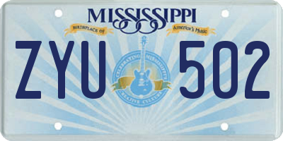MS license plate ZYU502