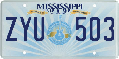 MS license plate ZYU503