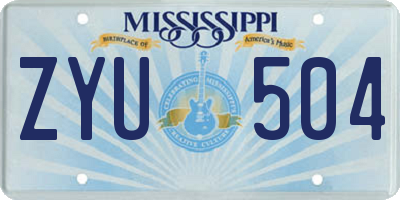 MS license plate ZYU504