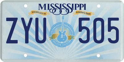 MS license plate ZYU505