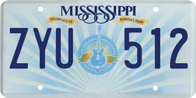 MS license plate ZYU512