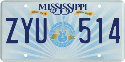MS license plate ZYU514