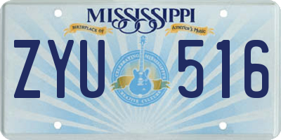 MS license plate ZYU516