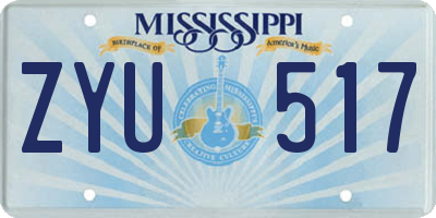 MS license plate ZYU517