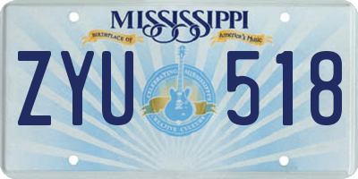 MS license plate ZYU518