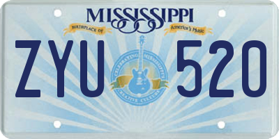 MS license plate ZYU520