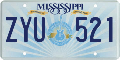 MS license plate ZYU521
