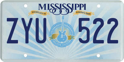 MS license plate ZYU522