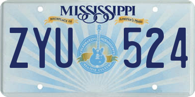MS license plate ZYU524