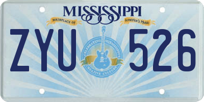 MS license plate ZYU526