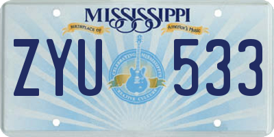MS license plate ZYU533