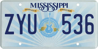 MS license plate ZYU536