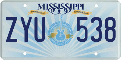 MS license plate ZYU538