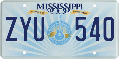 MS license plate ZYU540