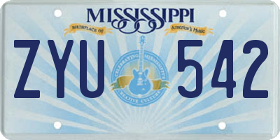 MS license plate ZYU542