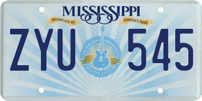 MS license plate ZYU545