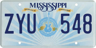 MS license plate ZYU548