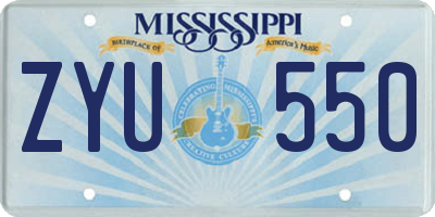 MS license plate ZYU550