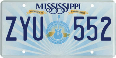 MS license plate ZYU552