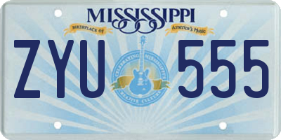 MS license plate ZYU555