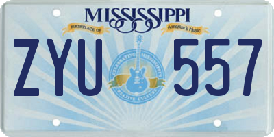 MS license plate ZYU557