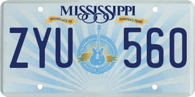 MS license plate ZYU560