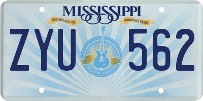 MS license plate ZYU562
