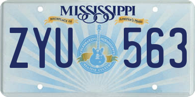 MS license plate ZYU563