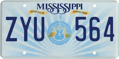 MS license plate ZYU564